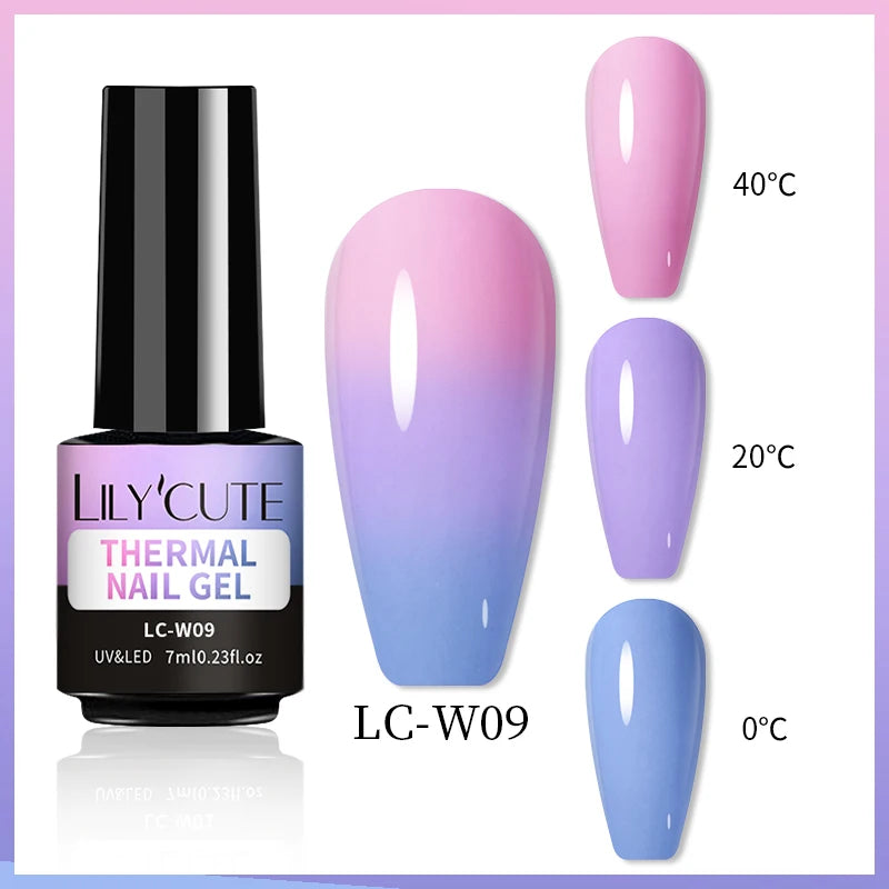 LILYCUTE Thermal Gel Nail Polish 7ml - Temperature Color Changing UV LED