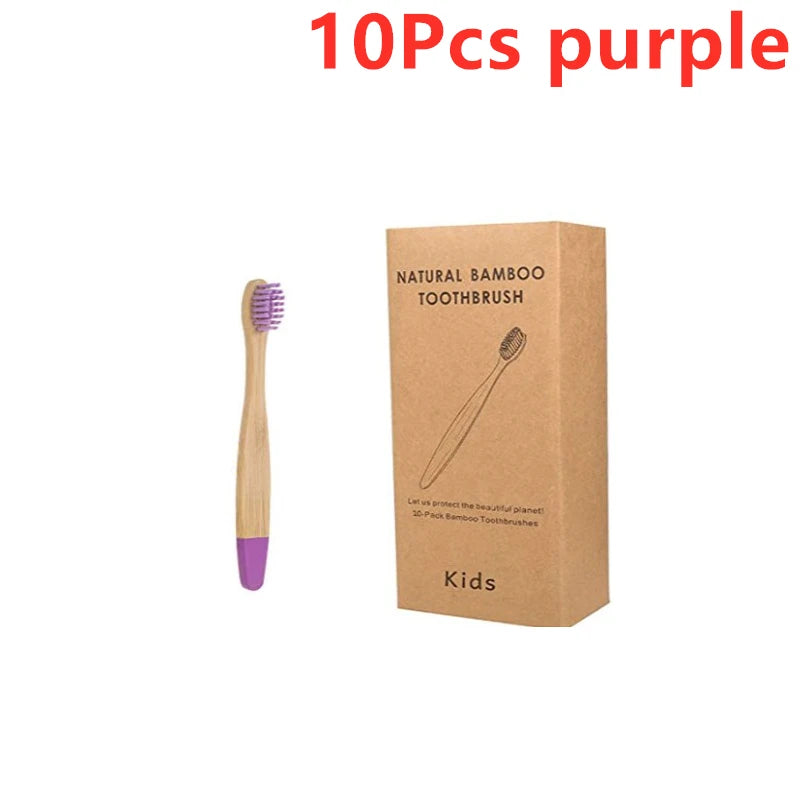 New Organic Children's Bamboo Toothbrush ten Colors Soft Fibre Bristles Biodegradable Handle