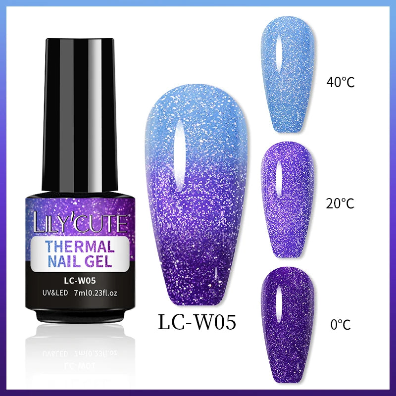 LILYCUTE Thermal Gel Nail Polish 7ml - Temperature Color Changing UV LED