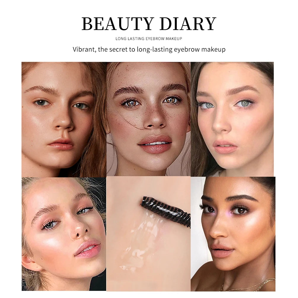 Transparent Eyebrow Wax Gel - Waterproof Long-Lasting with 3D Brush