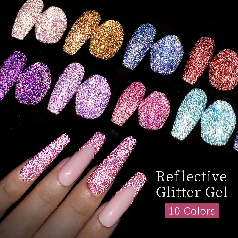UR SUGAR Reflective Glitter Gel Polish - 7.5ml Pink Sequins Nail Art
