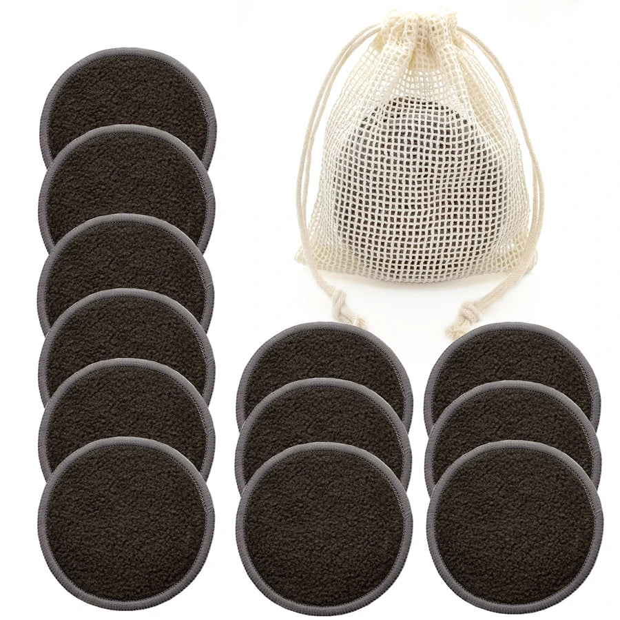 Reusable Bamboo Makeup Remover Pads 12pcs/Bag Washable Rounds Cleansing Facial Cotton Make