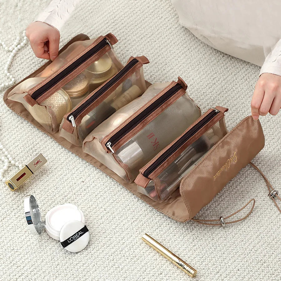 4-in-1 Separable Cosmetic Bag Set - Mesh Travel Makeup Organizer