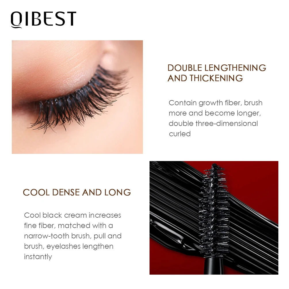 QiBest 4D Silk Fiber Mascara - Waterproof Lengthening & Volumizing