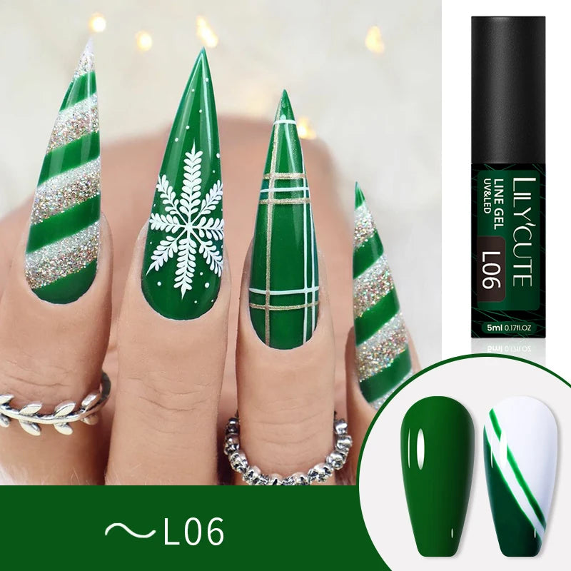 LILYCUTE 5ML Reflective Glitter Liner Gel Polish Nail Art Champagne Sparkling Lines