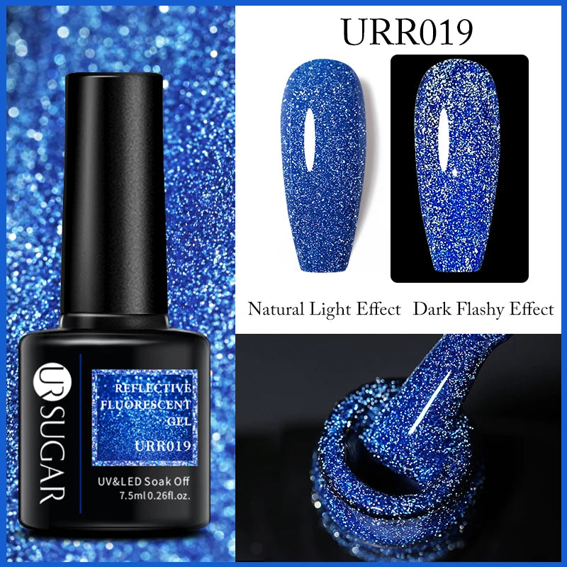 UR SUGAR Reflective Glitter Gel Polish - 7.5ml Pink Sequins Nail Art