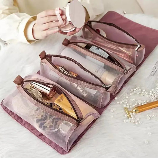 4-in-1 Separable Cosmetic Bag Set - Mesh Travel Makeup Organizer