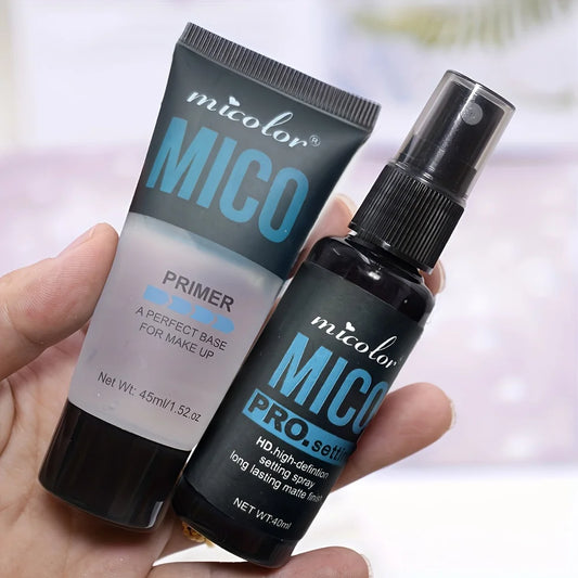 Professional Makeup Primer & Setting Spray Set - Invisible Pore Formula for Long-Lasting Flawless Finish