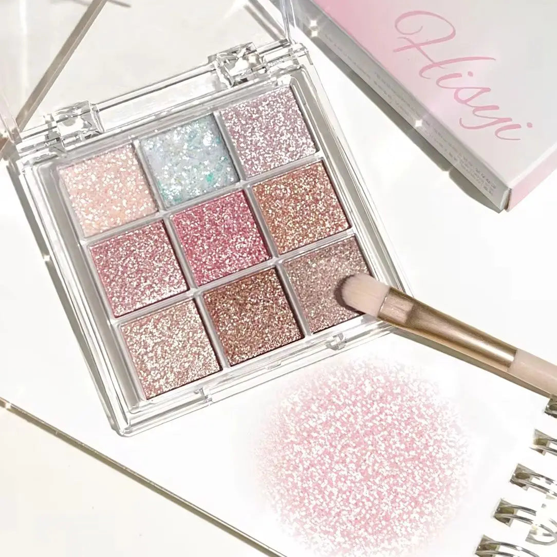 Pearlescent Glitter Eyeshadow Palette - Long-Lasting Shimmer & Highlighter