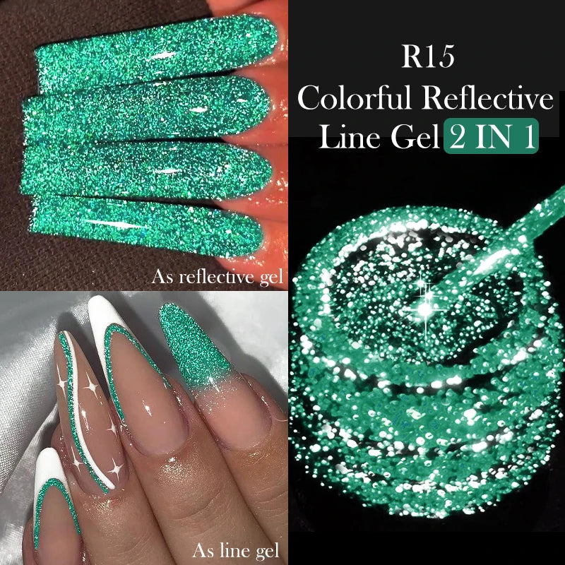 LILYCUTE 5ML Reflective Glitter Liner Gel Polish Nail Art Champagne Sparkling Lines