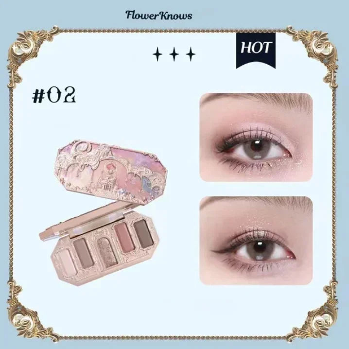 Flower Knows Moonlight Mermaid Eyeshadow Palette - 8 Color Matte & Shimmer