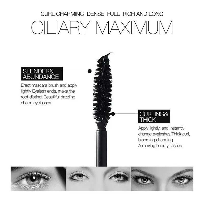 Black Curled Lashes Mascara - Extra Volume Waterproof Long Lasting