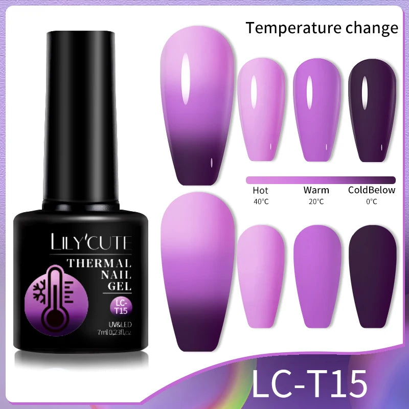 LILYCUTE Thermal Gel Nail Polish 7ml - Temperature Color Changing UV LED