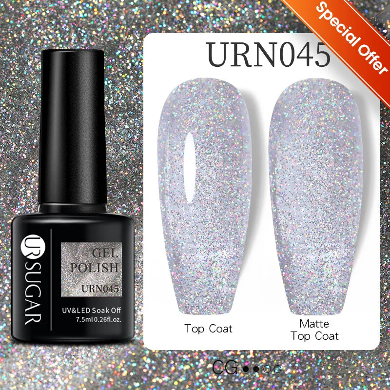 UR SUGAR Reflective Glitter Gel Polish - 7.5ml Pink Sequins Nail Art