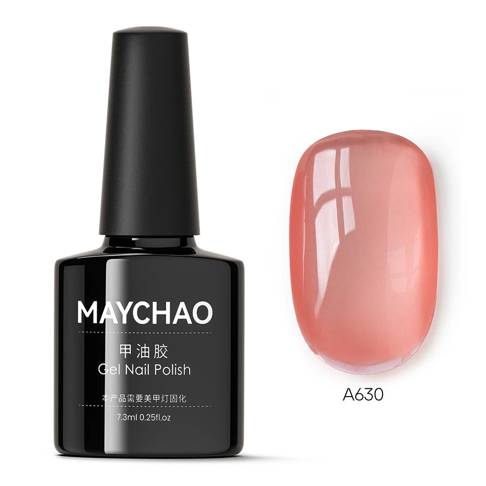 MAYCHAO Transparent Jelly Gel Nail Polish - 7.3ml Semi-Permanent Nude Collection