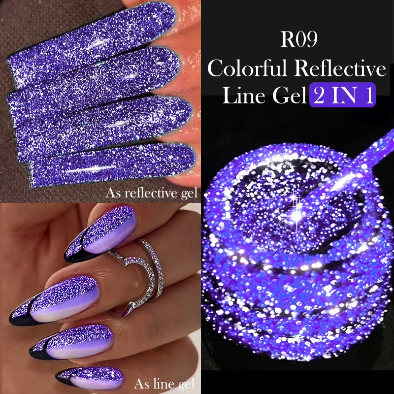 LILYCUTE 5ML Reflective Glitter Liner Gel Polish Nail Art Champagne Sparkling Lines