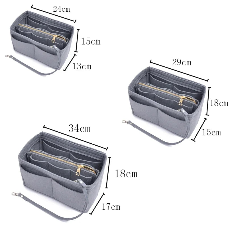 Large Capacity Felt Makeup Storage Bag - Bag-in-Bag Travel Organizer