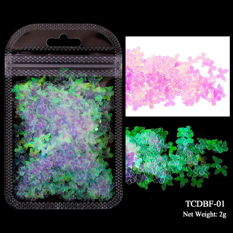 Holographic Nail Art Glitter - Laser Star & Butterfly Sequins (2g)