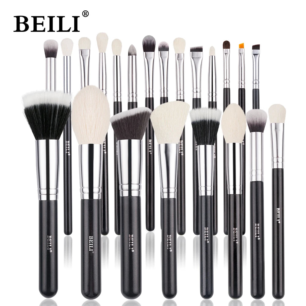BEILI Professional Makeup Brush Set - 30 Piece Natural Hair Collection