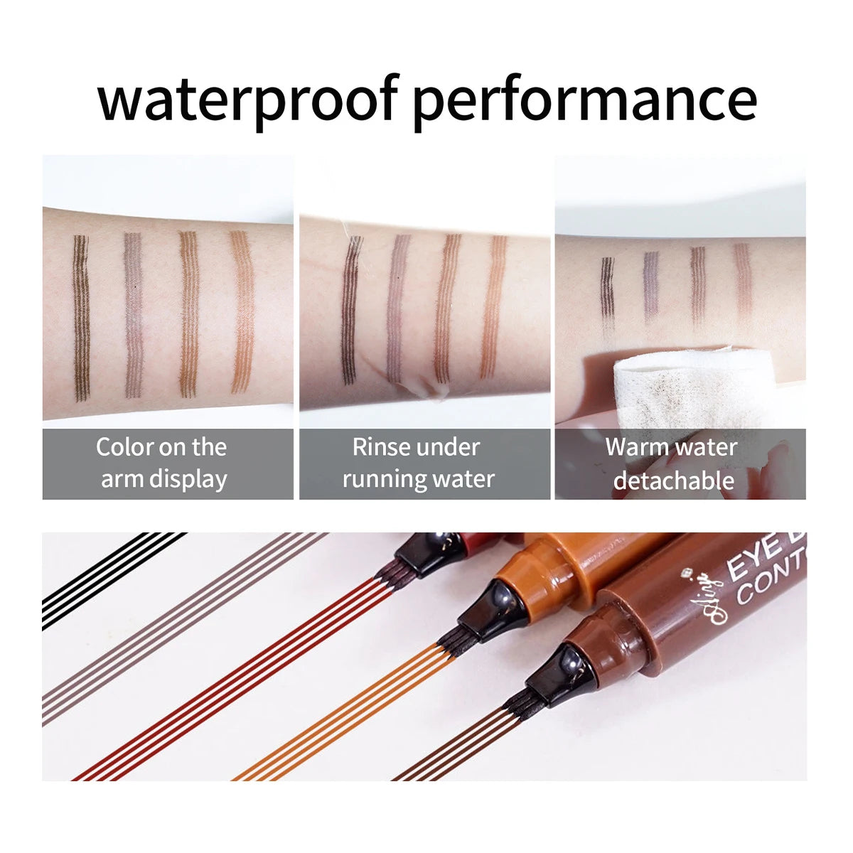 4 Split Tip Eyebrow Pen - Waterproof Liquid Tattoo Pen 5 Colors
