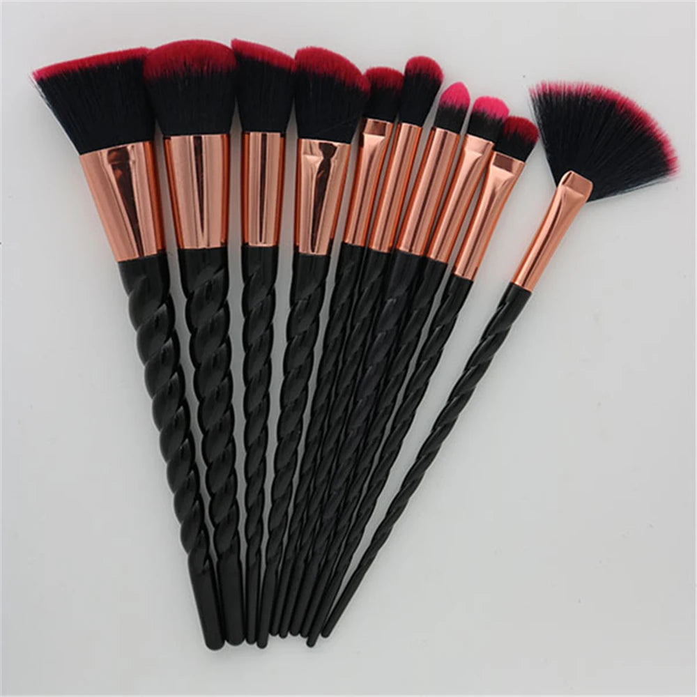 Professional Unicorn Makeup Brush Set - 10 Piece Collection