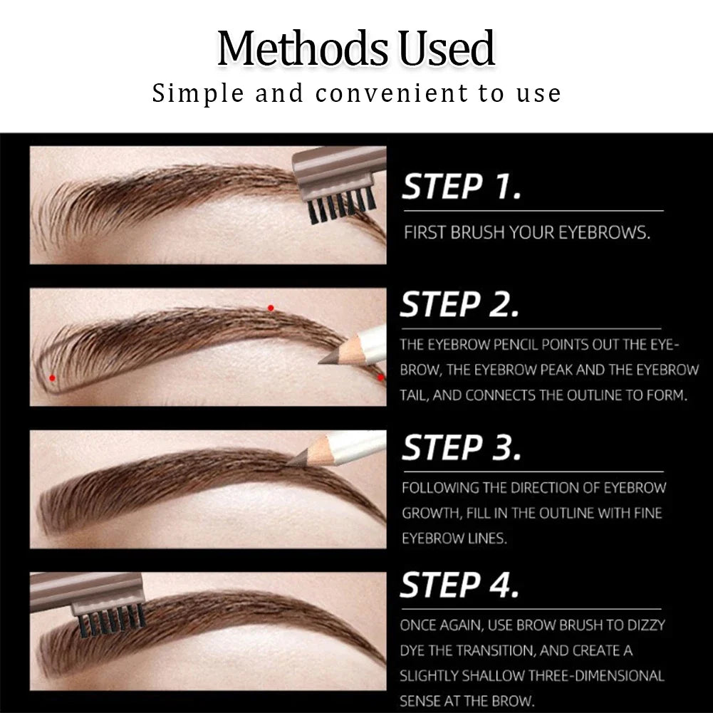 Waterproof Eyebrow Pencil - Long-Lasting Brown Eye Brow Makeup Tool