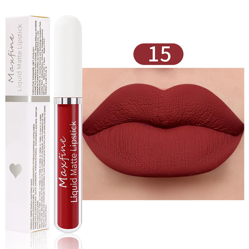 MAXFINE Matte Liquid Lipstick - Waterproof Long-Lasting Velvet Lip Glaze 2.5ml