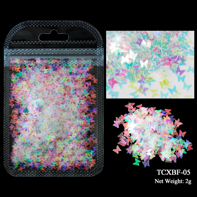 Holographic Nail Art Glitter - Laser Star & Butterfly Sequins (2g)