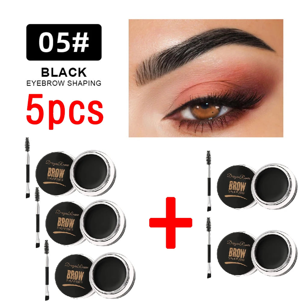 Matte Brown Black Eyebrow Cream - 3D Natural Tint Waterproof Gel Wax