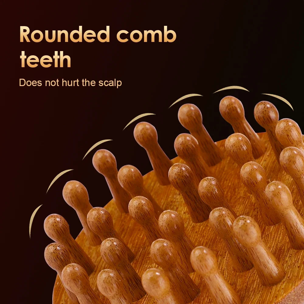 Sandalwood Massage Comb - Finger Ring Scalp Massager & Gua Sha Tool