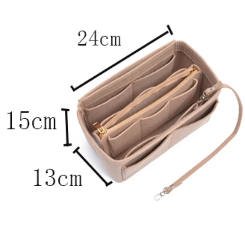 Large Capacity Felt Makeup Storage Bag - Bag-in-Bag Travel Organizer