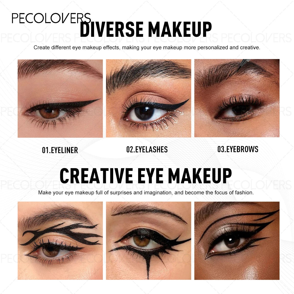 Waterproof Black Liquid Eyeliner Set - 3 Piece Collection
