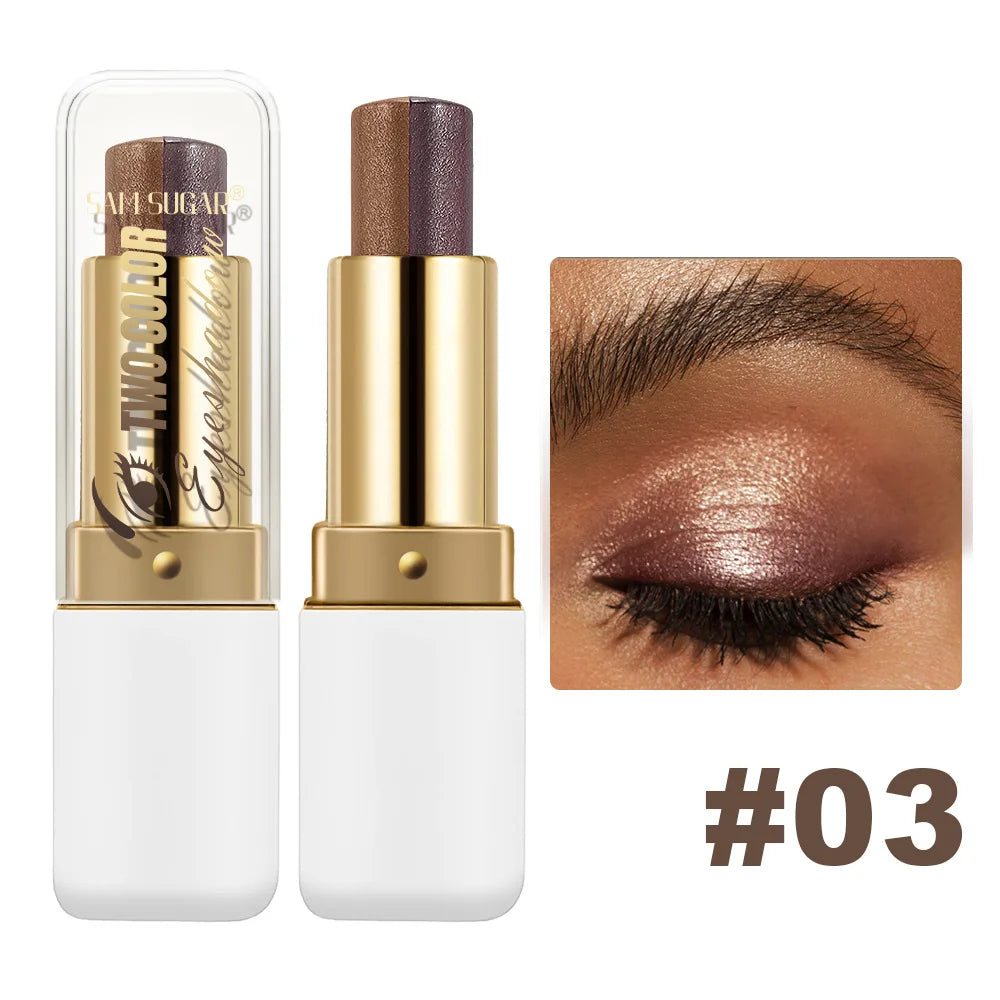 Double Color Eyeshadow Stick - Waterproof Glitter Shimmer Metallic
