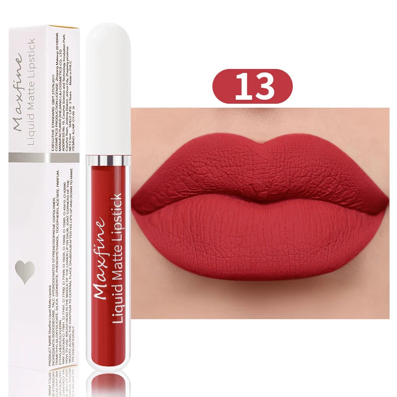MAXFINE Matte Liquid Lipstick - Waterproof Long-Lasting Velvet Lip Glaze 2.5ml
