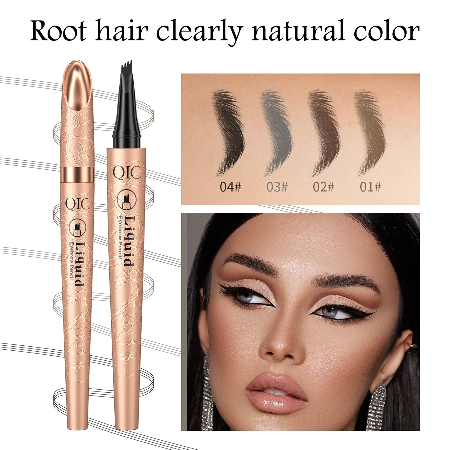 Liquid Eyebrow Pencil - Waterproof 4 Tip Microblade Pen Long-Lasting