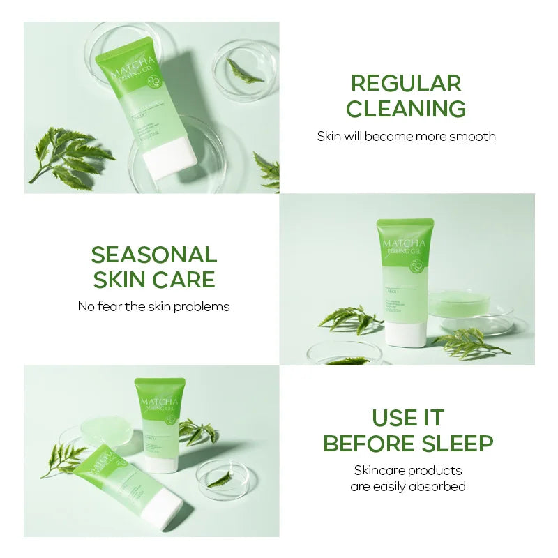 LAIKOU Matcha Exfoliating Peeling Gel - Gentle Facial Scrub for Deep Cleansing & Moisturizing (60g)