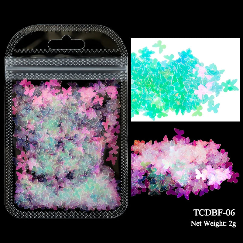 Holographic Nail Art Glitter - Laser Star & Butterfly Sequins (2g)