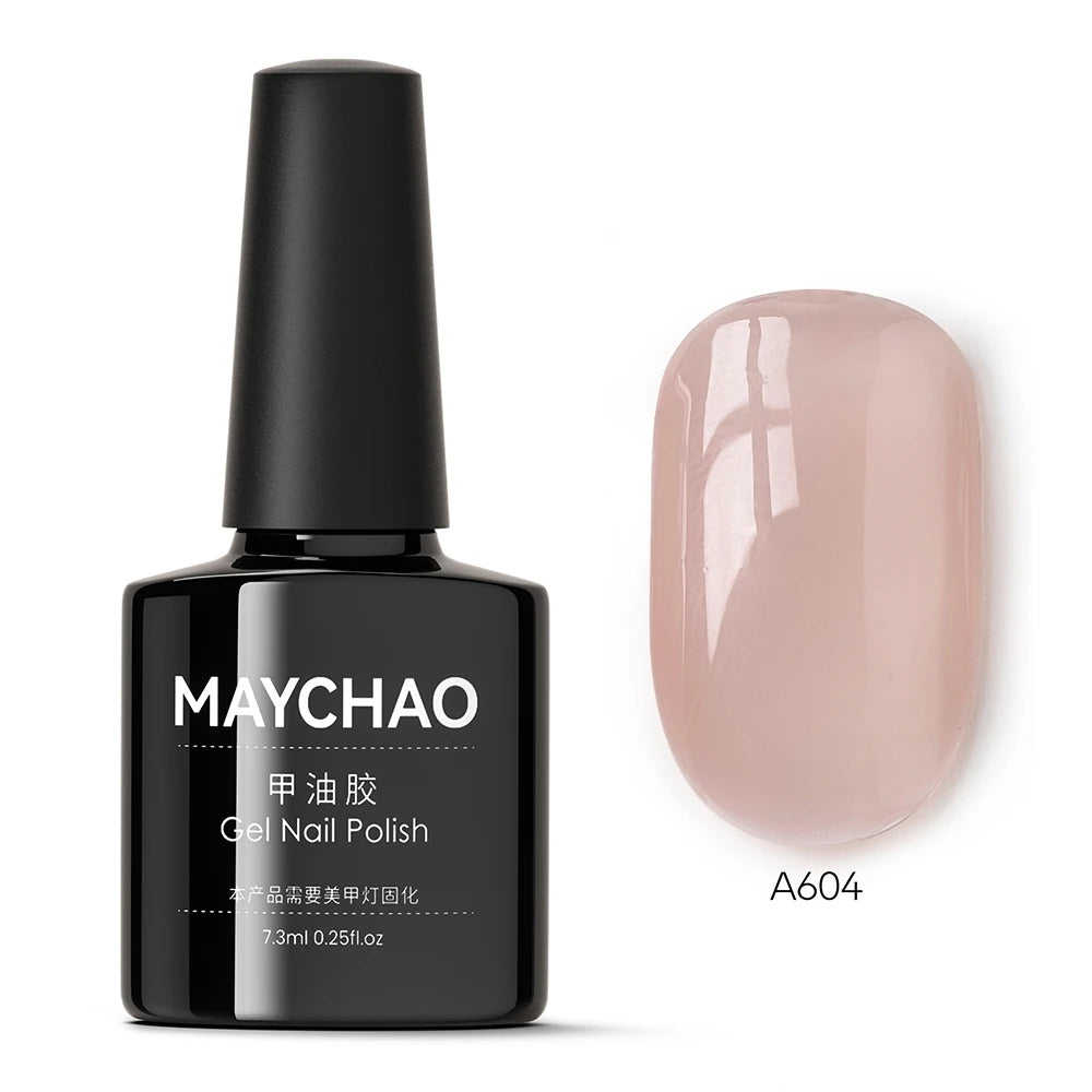 MAYCHAO Transparent Jelly Gel Nail Polish - 7.3ml Semi-Permanent Nude Collection