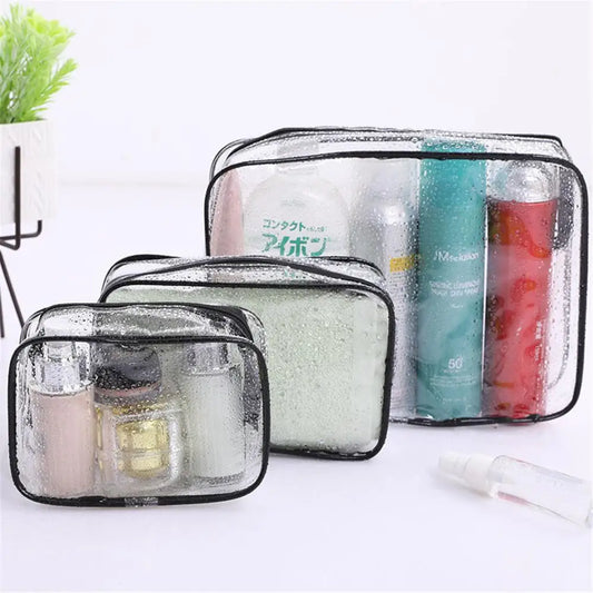 Transparent Waterproof Cosmetic Pouch - TSA-Compliant Makeup Storage
