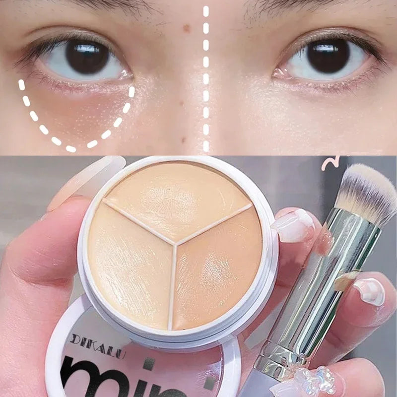3 Colors Contour Concealer Palette with Brush - Moisturizing Full Coverage