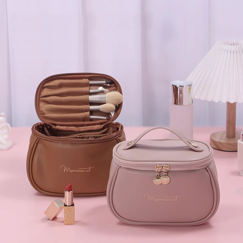 Luxury PU Leather Cosmetic Bag - Multi-Functional Travel Makeup Case