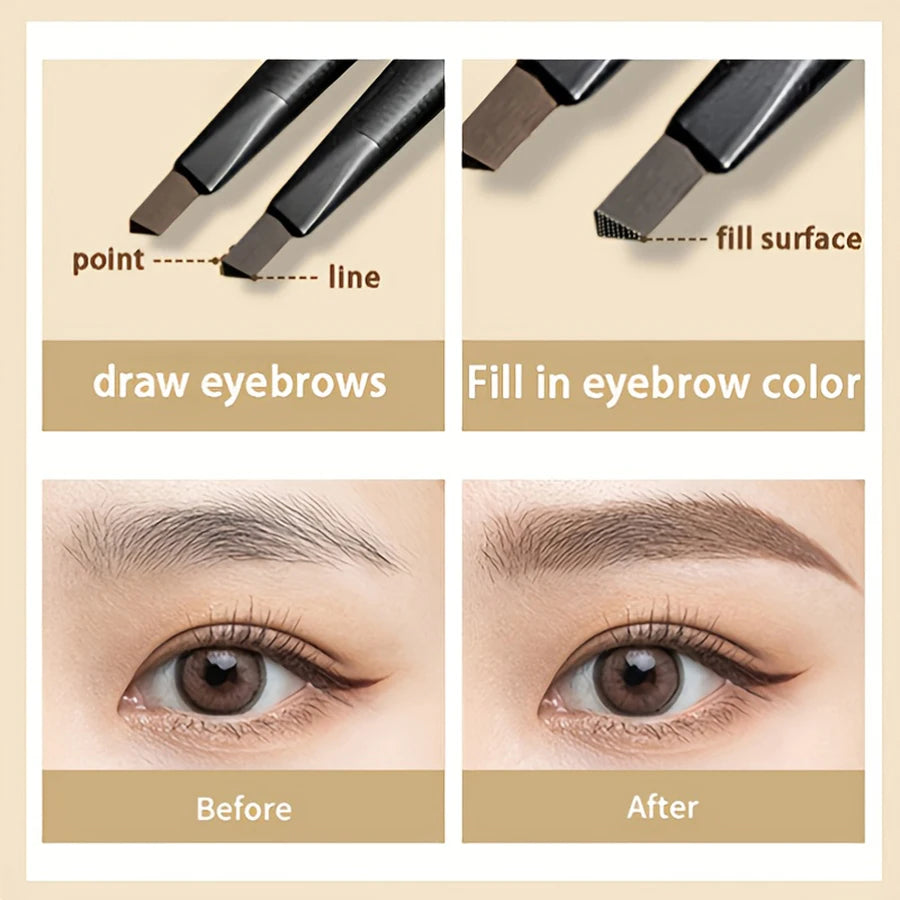 Waterproof Matte Eyebrow Pen - Double Head Long Lasting Brown with Brush