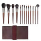 Professional 14-Piece Natural Goat Hair Makeup Brush Set with Premium Wooden Handles & Travel Case