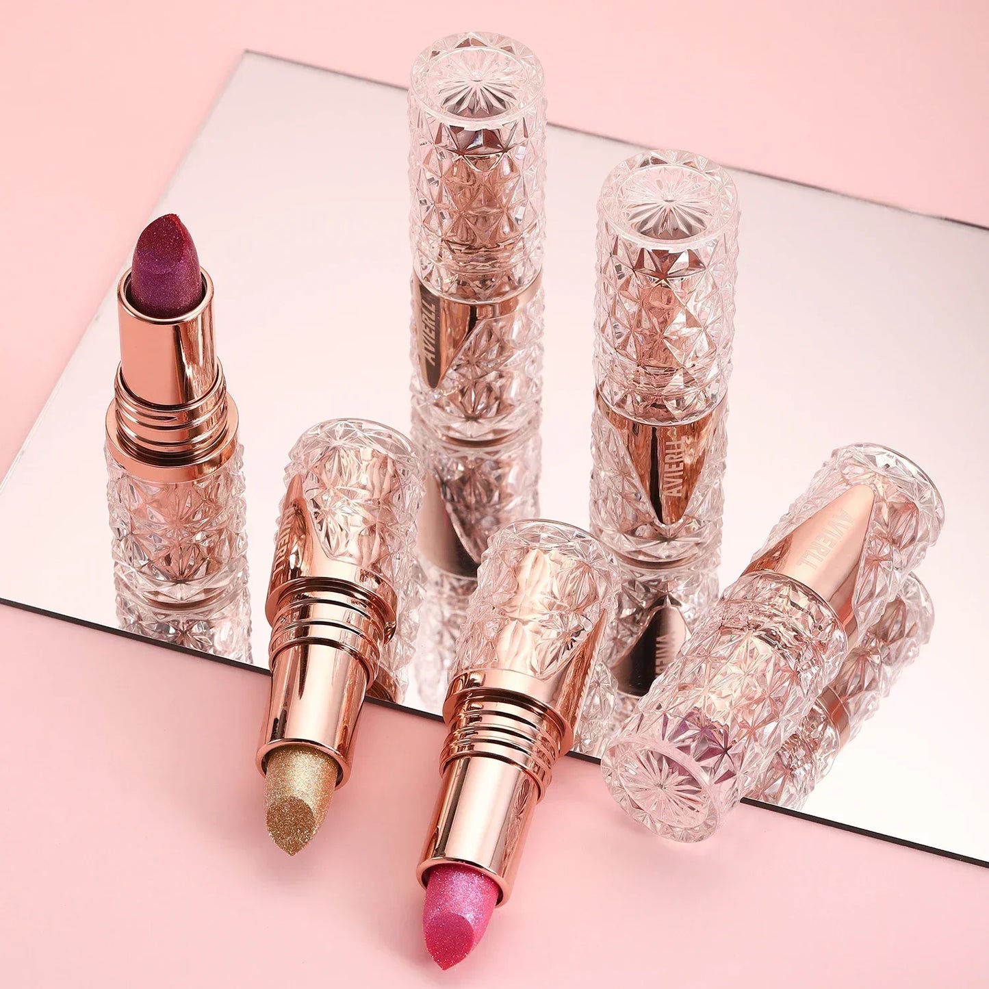 XMSJ Quicksand Gold Glitter Lipstick - Moisturizing Long-Lasting Waterproof Lip Color 3.8g