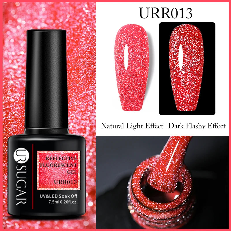 UR SUGAR Reflective Glitter Gel Polish - 7.5ml Pink Sequins Nail Art