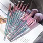 Professional 10-Piece Makeup Brush Set with Metal Handles - Premium Nylon Bristles