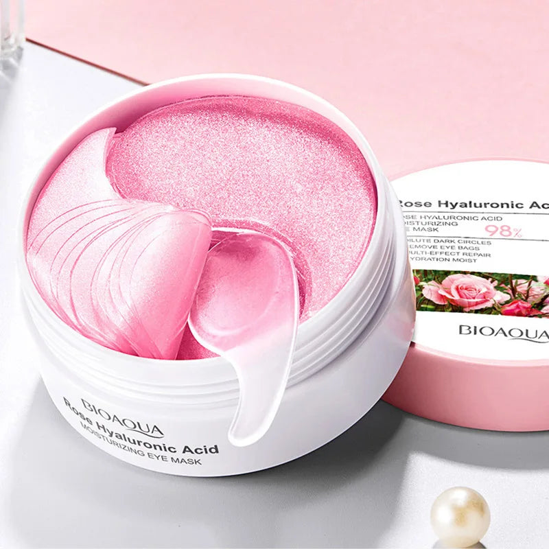 BIOAQUA Rose Hyaluronic Acid Eye Mask - 60 Patches for Hydration & Firming