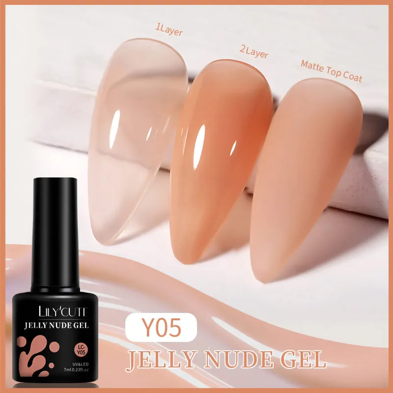 LILYCUTE 7ML Jelly Amber Gel Nail Polish Nail Art Dark Bloom Leopard
