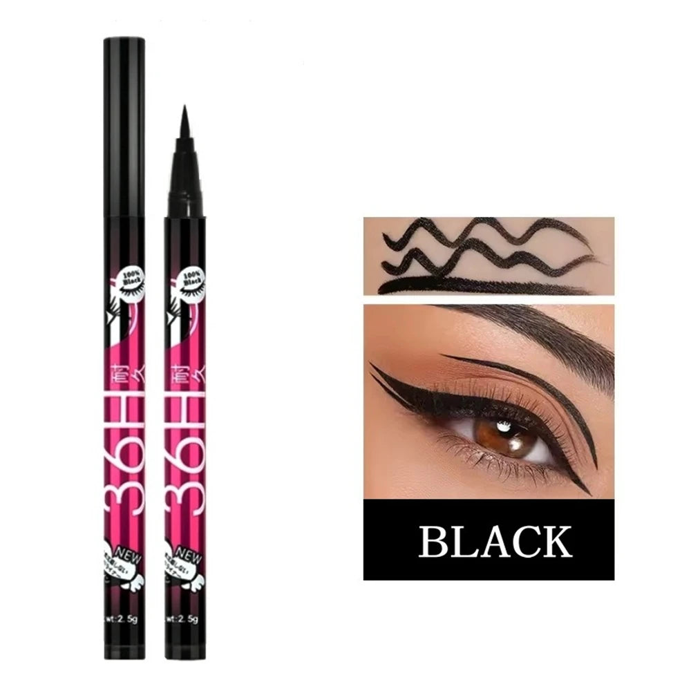 Curated Radiance 36H Long-Lasting Waterproof Black Liquid Eyeliner - Smudge-Proof Matte Finish Eye Liner Pen