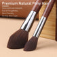 Professional 14-Piece Natural Goat Hair Makeup Brush Set with Premium Wooden Handles & Travel Case